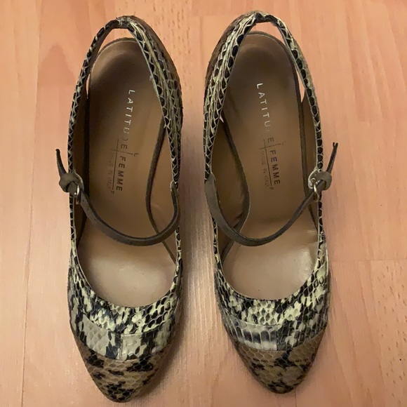 Latitude Femme Mary Jane Snake Leather Heel 38 - Picture 2 of 9